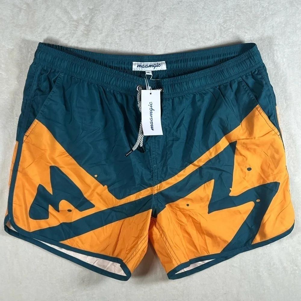NWT Maamgic Men's Swim Trunks - Teal and Orange